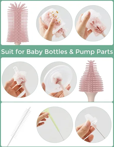 Miniatura 4 de Momcozy Kit de cepillos para botellas Pink & Momcozy - Líquido de limpieza para cepillos de botellas