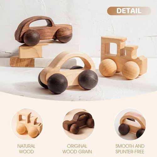Miniatura 2 de 3 juguetes de madera para bebés, juguetes Montessori para bebés de 0 a 6 a 12 meses, juguetes de agarre para bebés, juguetes de empuje para regalo