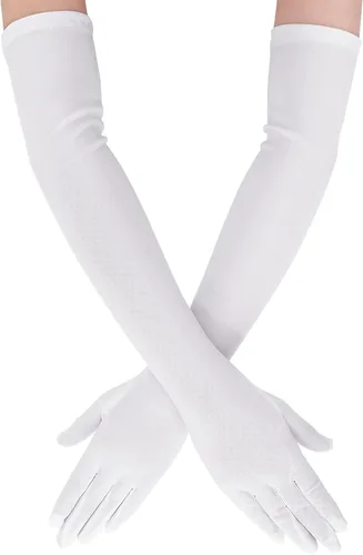Guantes blancos largos de los años 20 para mujer, guantes de noche de ópera, guantes de satén, guantes de novia para mujeres, bodas