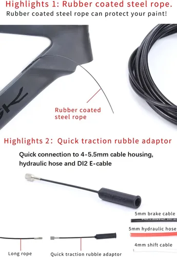 Miniatura 3 de Kit de herramientas de enrutamiento de cables internos para bicicleta compatible con carcasa de cable de 0.157-0.217 in, manguera hidráulica