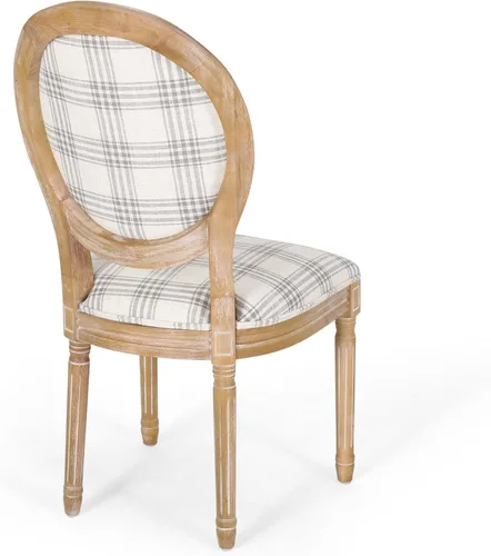 Miniatura 7 de Christopher Knight Home Camille - Sillas de comedor tradicionales de terciopelo, 2 piezas, color gris y blanco brillante Cuadros grises + naturales