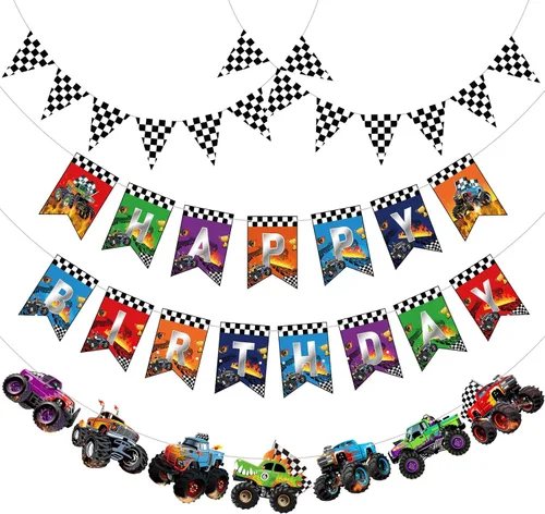 Miniatura 12 de Pasimy 4 pancartas de fútbol para fiesta de cumpleaños, banderines de fútbol con texto en inglés "Happy Birthday", guirnalda circular de papel