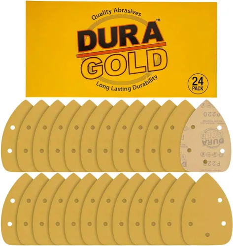 Miniatura 11 de Dura-Gold Hojas de Lija Premium para Lijadora de Detalle Tipo Ratón - Grano 180 (Caja de 24) - Discos Triangulares de 5 Orificios con Sistema