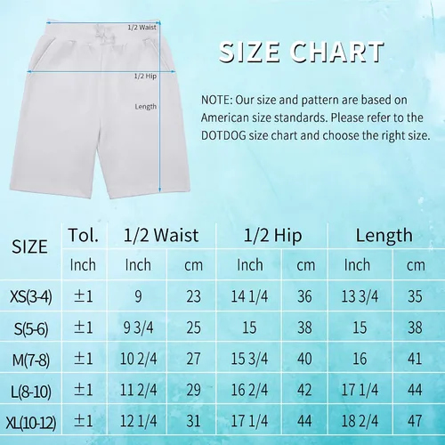 Miniatura 6 de DOTDOG Pantalones cortos unisex para niños de 3 a 12 años