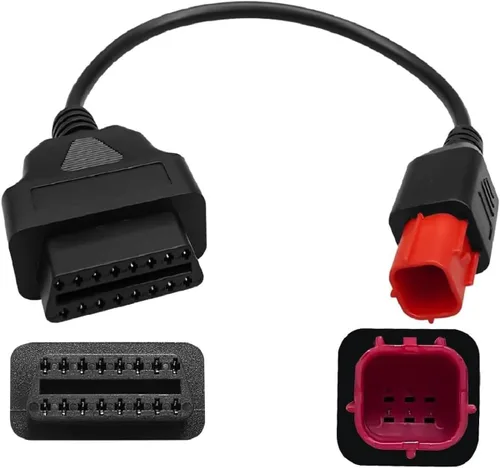 Cable adaptador OBD2 de 6 pines compatible con motocicletas Kawasaki Guzzi Suzuki Yamaha Harley Davidson Piaggio Vespa Adaptador de diagnóstico