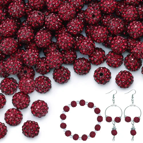 Miniatura 15 de 100 cuentas de diamantes de imitación de 0.394 pulgadas para la fabricación de joyas, 10 cuentas redondas brillantes de discoteca de Shamballa