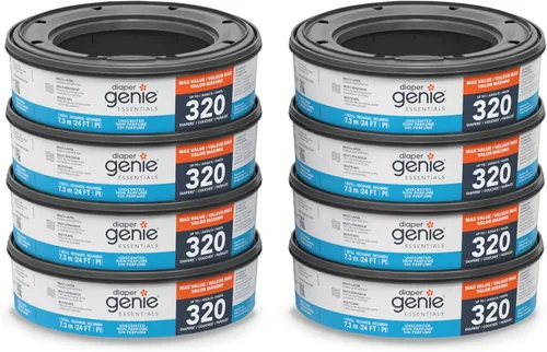 Miniatura 9 de Paquete de recarga redonda Diaper Genie Essentials de 4 Contiene hasta 1280 pañales para recién nacidos Cuenta con película continua sin perfume
