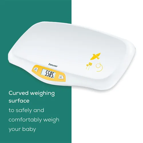 Miniatura 5 de Balanza digital de bebé con cómoda plataforma curva, de Beurer