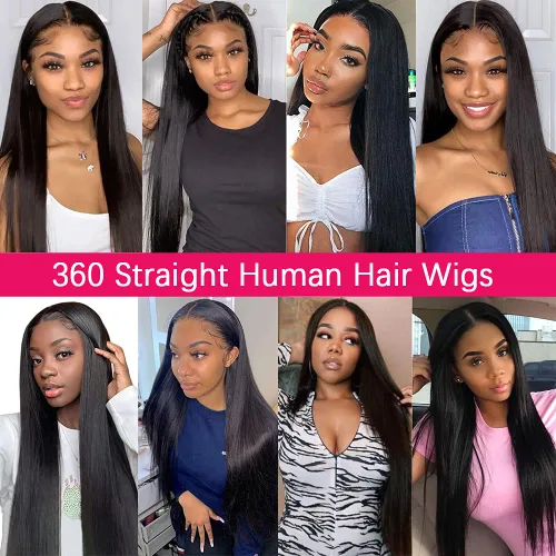 Miniatura 6 de sdamey 360 Pelucas de encaje frontal liso Pelucas de cabello humano HD transparentes con encaje completo para mujeres, pelucas de cabello humano