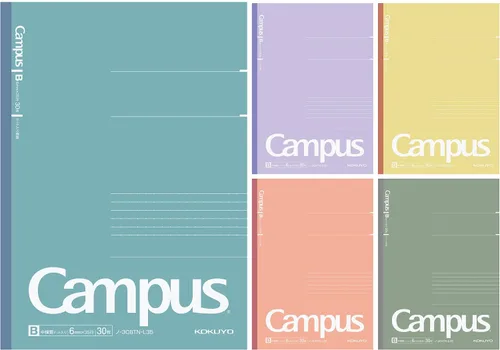 Miniatura 11 de KOKUYO Cuadernos de composición, paquete de 5 cuadernos Campus Semi-B5 Comp con punto A a rayas de 0.276 in, 30 hojas, cuaderno rayado escolar