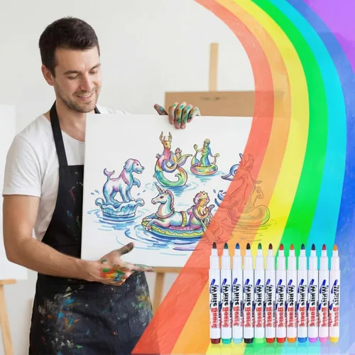 Miniatura 6 de Teling Paquete de 36 bolígrafos mágicos flotantes para niños, 12 colores, para crear marcadores de pintura al agua con toalla, arte de bricolaje