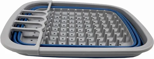 Miniatura 5 de SAMMART Escurridor de platos de plástico plegable de 8 litros (2.11 galones), estante de secado plegable, organizador de vajilla portátil, bandeja