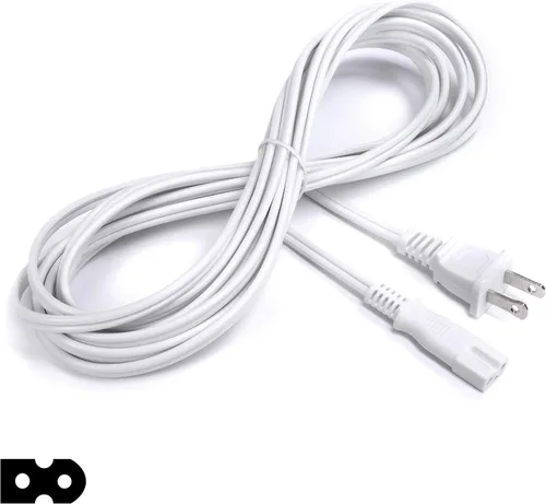Miniatura 2 de THE CIMPLE CO Cable de alimentación polarizado blanco de 2 clavijas de 3 pies – Cable de alimentación de CA con enchufe cuadrado/redondo