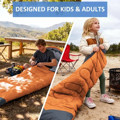 Miniatura 6 de Oaskys - Saco de dormir para acampar, para 3 estaciones, clima cálido y fresco, verano, primavera, otoño, ligero, resistente al agua, para adultos