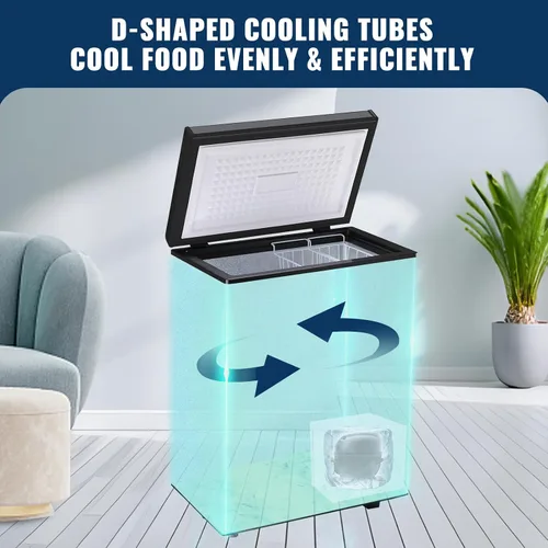 Miniatura 5 de Congelador de cofre profundo con 2 cestas extraíbles, mini congeladores pequeños con termostato electrónico (bajo a -12 ℉) y tapa que se mantiene