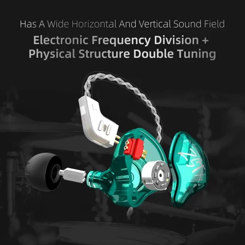 Miniatura 6 de KZ ZST X Monitores intrauditivos, auriculares ZSTX híbridos dinámicos con doble controlador mejorado, auriculares HiFi estéreo IEM con cable Cian