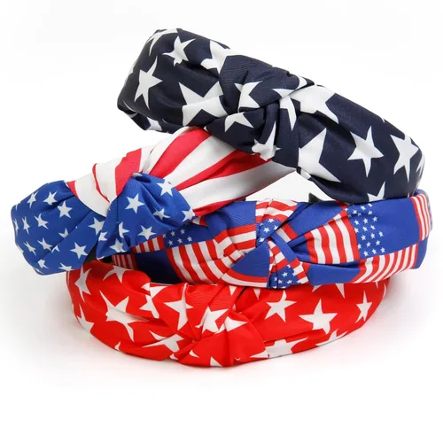 Miniatura 3 de Huachi Bandas para la cabeza con bandera americana para mujeres, anudadas, accesorios de diadema del 4 de julio para mujeres, banda patriótica