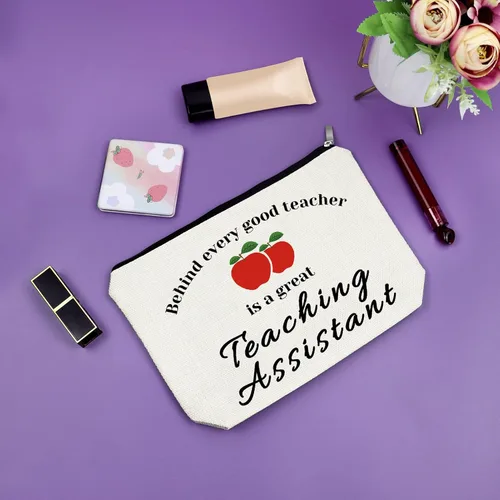 Miniatura 7 de Sazuwu Bolsa de maquillaje para profesores, Detrás de cada buen maestro hay un gran asistente de enseñanza, Impreso/Gráfico