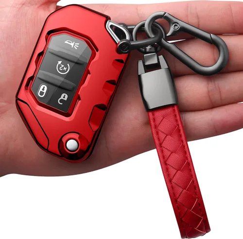 Miniatura 7 de Compatible con funda para llavero Jeep con llavero de cuero, funda de protección de TPU suave para llave de control remoto Wrangler JL JLU Rubicon