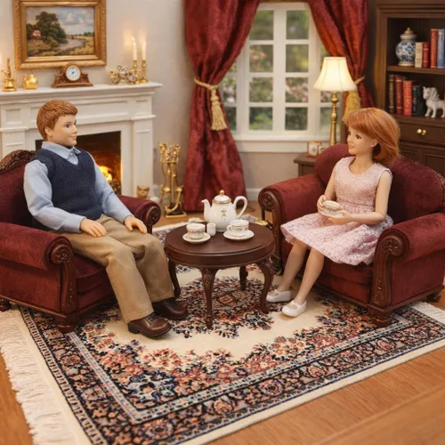 Miniatura 2 de Juego de 4 alfombras de área para casa de muñecas, accesorios de alfombra en miniatura para casas de muñecas, decoración rectangular de suelo de 10