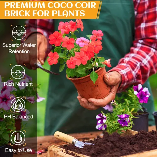 Miniatura 3 de Fibra de Coco Orgánica 1 Pieza Ladrillo de Fibra de Coco Comprimido Sustrato de Cáscara de Fibra de Coco Mantillo Núcleo de Corteza de Coco Medio