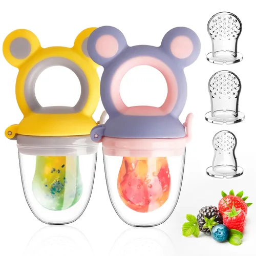 Miniatura 15 de Chupón alimentador de sólidos/frutas congeladas para bebés, juguete mordedor infantil 4M+, bolsa de silicona sin BPA y pezón, introduce sólidos