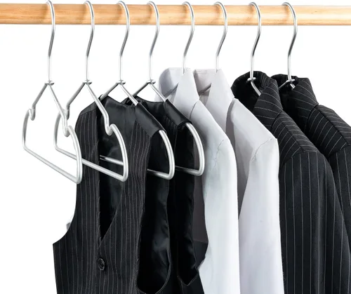 Miniatura 2 de 30Pack Koobay 12.6" Silver Metal Hangers Non Slip Suit Coated Wire Aluminum Children Storage Baby Hangers