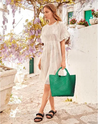 Miniatura 2 de Dyalsa Bolsa tejida para mujer, bolsa de mano de piel vegana, bolsa grande de verano para la playa, bolso retro hecho a mano para viaje