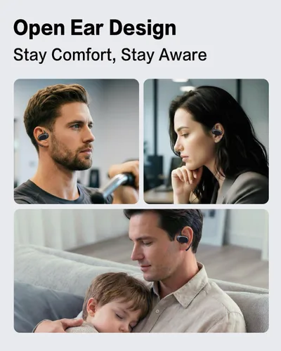 Miniatura 5 de O3 Auriculares inalámbricos de oreja abierta Bluetooth, potentes controladores de 0.51 pulgadas, ecualizador personalizado a través