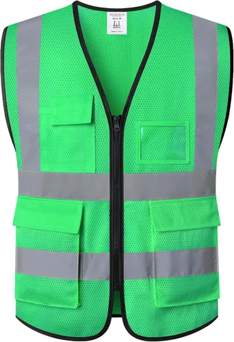 Miniatura 17 de Chaleco de seguridad reflectante para hombres y mujeres, chaleco de construcción que cumple con el estándar ANSI/ISEA H-amarillo Negro