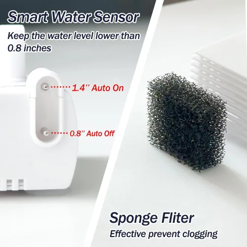 Miniatura 4 de Bomba de sumidero pequeña automática con sensor de agua, elevación de 5 pies, 55 GPH 115 V/230 V, mini bomba de condensado con interruptor