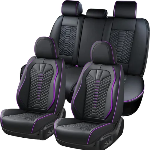 Miniatura 18 de Coverado Fundas de asiento delantero, 2 piezas de fundas de asiento universales para automóviles, de piel de napa transpirable, impermeable, Beige