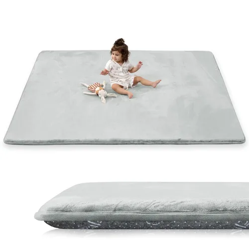 Miniatura 28 de Tapete de cama de bebé de 1.3 pulgadas de grosor para dormitorio, tapete básico de espuma acolchada suave de felpa de 28 x 72 pulgadas con acolchado