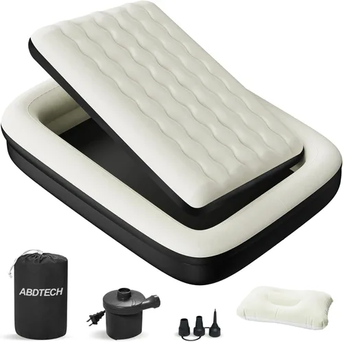 Miniatura 9 de Cama inflable de viaje para niños pequeños, colchón de aire portátil de 64 pulgadas con cuatro lados de seguridad, bomba de alta velocidad y bolsa