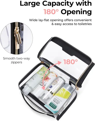 Miniatura 4 de BAGSMART Bolsa de aseo aprobada por la TSA, bolsa de aseo de viaje transparente, bolsa de cosméticos de maquillaje para mujeres, bolsa organizadora
