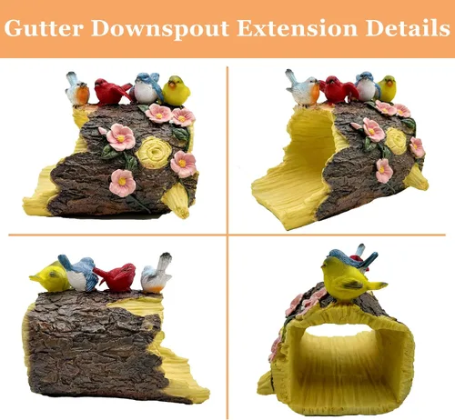 Miniatura 6 de Teaeeno Extensión decorativa de canalón de pájaros, extensor de bajante de 3 x 4 pulgadas, escultura de bloque de salpicaduras para decoración al