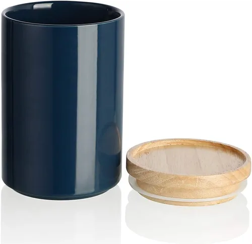 Miniatura 38 de Sweejar Kitchen Canisters - Tarro de cerámica para almacenamiento de alimentos, recipientes apilables con sello hermético y tapa de madera