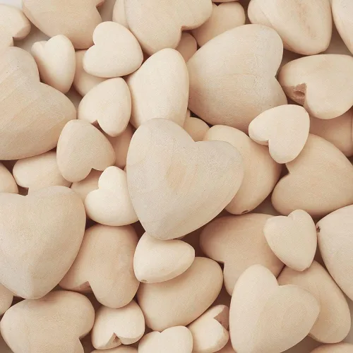 Miniatura 8 de KISSITTY 60 cuentas de corazón de madera natural, 3 tamaños, forma de corazón, sin pintar, cuentas espaciadoras de madera con agujero de 0.079