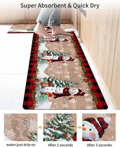 Miniatura 4 de Tapete de baño con diseño de muñeco de nieve para bañera, antideslizante, de secado rápido y absorbente, de tierra de diatomeas, tapete lavable