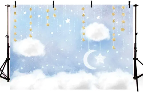 MEHOFOTO - Telón de fondo de estudio fotográfico de nube azul y blanca, accesorios de fondo de príncipe para cumpleaños, baby shower, decoración de