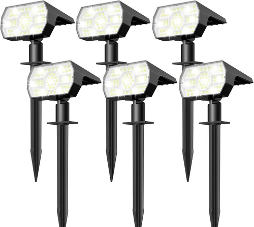 NYMPHY Luces solares para exteriores, impermeables, IP68, 56 LED, 3 modos de iluminación, funciona con energía solar, luces solares para paisaje