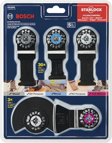 Miniatura 2 de BOSCH Starlock® Juego de cuchillas oscilantes para corte de carburo multiherramienta OSL005L (5 piezas)