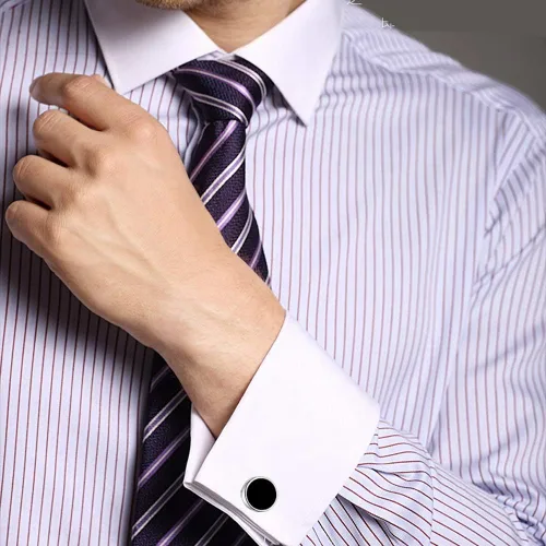 Miniatura 2 de MERIT OCEAN Juego de gemelos de ónix para hombre y tachuelas de plata y negro para hombres de esmoquin camisas de negocios regalo de boda