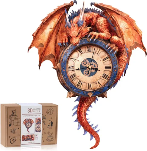 Miniatura 15 de Rompecabezas 3D para adultos, kit de reloj de madera de casa de Navidad con péndulo, manualidades de madera para decoración del hogar, rompecabezas