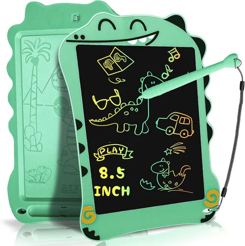 Miniatura 9 de Tableta de escritura LCD con juguetes de dinosaurio para niños, juguetes azules para niños pequeños con tablero de dibujo, juguete educativo