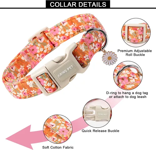 Miniatura 125 de Aring Pet Collar de algodón, lindo, con hebilla de liberación rápida, para bodas, para perros pequeños, medianos y grandes, rosa Terciopelo rosa