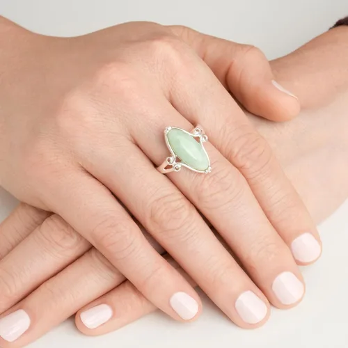 Miniatura 2 de MORGAN & PAIGE . Anillos de plata de ley 925 con rodio o oro amarillo de 18 quilates de jade verde genuino para mujer, hipoalergénicos, vintage