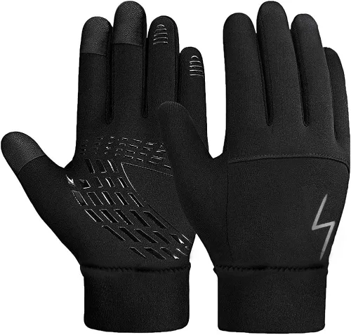 YukiniYa Guantes de invierno para niños, repelentes al agua, pantalla táctil, forro polar, antideslizantes, para niños y niñas de 3 a 15 años, Negro