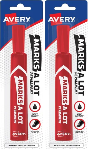 Miniatura 8 de Avery Marks-A-Lot - Marcadores permanentes, tamaño regular estilo escritorio, punta de cincel, resistente al agua y al desgaste, 1 marcador rojo