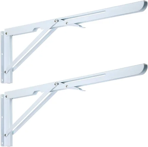 Miniatura 11 de Sumnacon Soportes plegables resistentes para estantes – Banco de mesa triangular de metal resistente, soporte de estante plegable de 10 pulgadas, 2